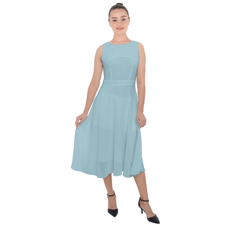 Light Blue Midi Tie-Back Chiffon Dress