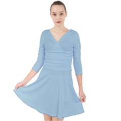 Light Blue Quarter Sleeve Front Wrap Dress by blkstudio