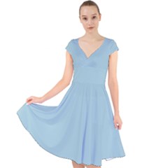 Light Blue Cap Sleeve Front Wrap Midi Dress by blkstudio