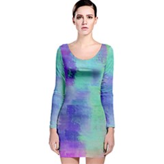 Watercolor Wash Long Sleeve Velvet Bodycon Dress