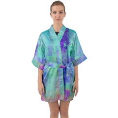 Watercolor Wash Quarter Sleeve Kimono Robe