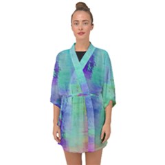 Watercolor Wash Half Sleeve Chiffon Kimono