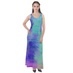 Watercolor Wash Sleeveless Velour Maxi Dress