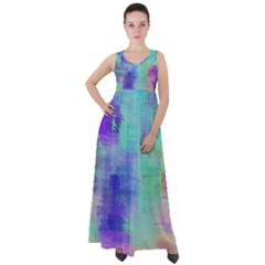 Watercolor Wash Empire Waist Velour Maxi Dress