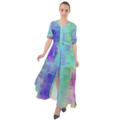 Watercolor Wash Waist Tie Boho Maxi Dress