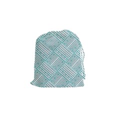 Wood Texture Diagonal Pastel Blue Drawstring Pouch (small) by Mariart