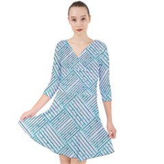 Wood Texture Diagonal Pastel Blue Quarter Sleeve Front Wrap Dress by Mariart