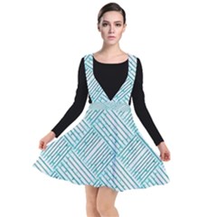 Wood Texture Diagonal Pastel Blue Plunge Pinafore Dress