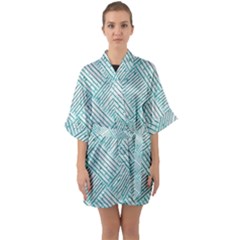 Wood Texture Diagonal Pastel Blue Quarter Sleeve Kimono Robe