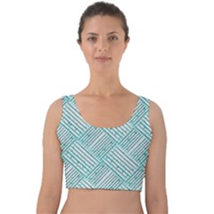 Wood Texture Diagonal Pastel Blue Velvet Crop Top