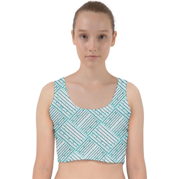 Wood Texture Diagonal Pastel Blue Velvet Racer Back Crop Top