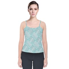 Wood Texture Diagonal Pastel Blue Velvet Spaghetti Strap Top