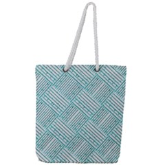 Wood Texture Diagonal Pastel Blue Full Print Rope Handle Tote (large)