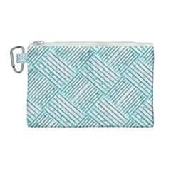 Wood Texture Diagonal Pastel Blue Canvas Cosmetic Bag (large)