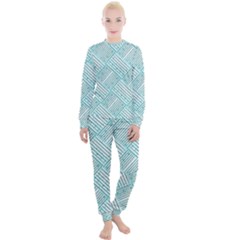 Wood Texture Diagonal Pastel Blue Women s Lounge Set