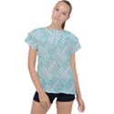 Wood Texture Diagonal Pastel Blue Ruffle Collar Chiffon Blouse View1