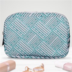 Wood Texture Diagonal Pastel Blue Make Up Pouch (small) by Mariart