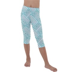 Wood Texture Diagonal Pastel Blue Kids  Lightweight Velour Capri Leggings 