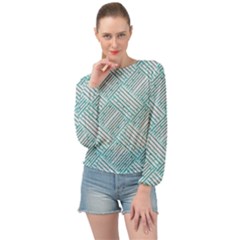 Wood Texture Diagonal Pastel Blue Banded Bottom Chiffon Top