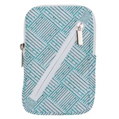 Wood Texture Diagonal Pastel Blue Belt Pouch Bag (large)