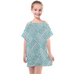 Wood Texture Diagonal Pastel Blue Kids  One Piece Chiffon Dress