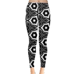 Black White Pattern Leggings  by Bajindul