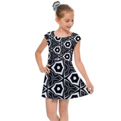 Black White Pattern Kids  Cap Sleeve Dress by Bajindul