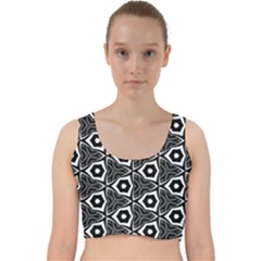 Black White Pattern Velvet Racer Back Crop Top by Bajindul