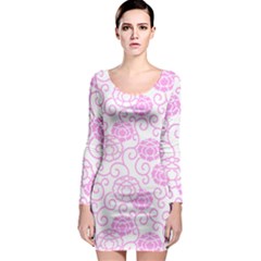 Spring Flowers Plant Long Sleeve Bodycon Dress