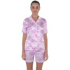 Spring Flowers Plant Satin Short Sleeve Pyjamas Set by HermanTelo