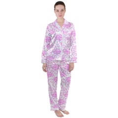 Spring Flowers Plant Satin Long Sleeve Pyjamas Set