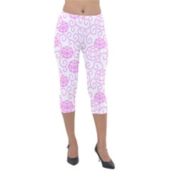 Spring Flowers Plant Lightweight Velour Capri Leggings 