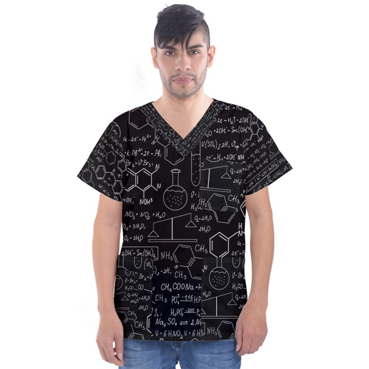 Medical Biology Detail Medicine Psychedelic Science Abstract Abstraction Chemistry Genetics Men s V-Neck Scrub Top