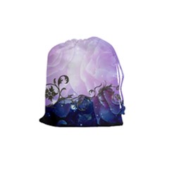 Elegant Floral Design Drawstring Pouch (medium) by FantasyWorld7