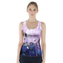 Elegant Floral Design Racer Back Sports Top by FantasyWorld7