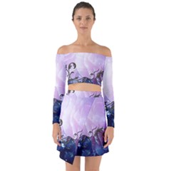 Elegant Floral Design Off Shoulder Top With Skirt Set by FantasyWorld7