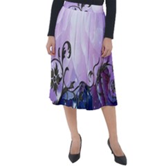 Elegant Floral Design Classic Velour Midi Skirt  by FantasyWorld7