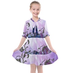 Elegant Floral Design Kids  All Frills Chiffon Dress