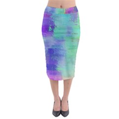 Watercolor Wash Midi Pencil Skirt