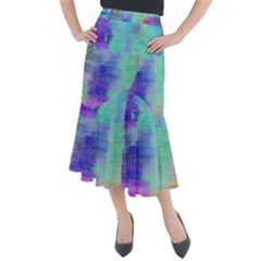 Watercolor Wash Midi Mermaid Skirt