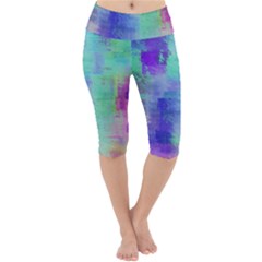 Watercolor Wash Lightweight Velour Cropped Yoga Leggings