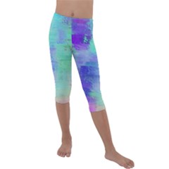 Watercolor Wash Kids  Lightweight Velour Capri Leggings 