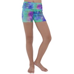 Watercolor Wash Kids  Lightweight Velour Yoga Shorts