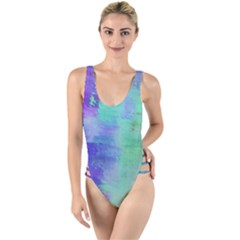 Watercolor Wash High Leg Strappy Swimsuit