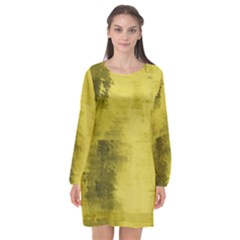 Watercolor Wash - Yellow Long Sleeve Chiffon Shift Dress  by blkstudio