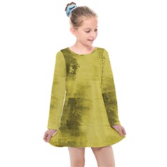 Watercolor Wash - Yellow Kids  Long Sleeve Dress by blkstudio