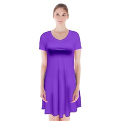 Violet Purple Short Sleeve V-neck Flare Dress by blkstudio