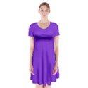 Violet Purple Short Sleeve V-neck Flare Dress View1