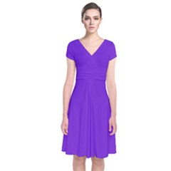 Violet Purple Short Sleeve Front Wrap Dress by blkstudio