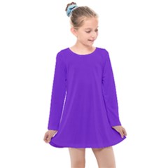 Violet Purple Kids  Long Sleeve Dress by blkstudio